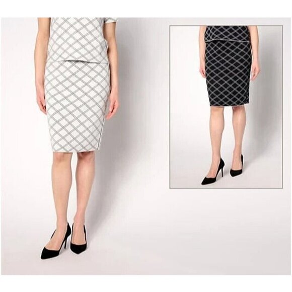 Isaac Mizrahi Live! Tall Reversible Jacquard Sweater Skirt Neutral Combo Tall 3X - Picture 1 of 1